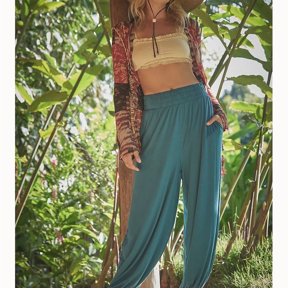 NWT Free People Ali Beach Pant Blue Coral Small MSRP $50